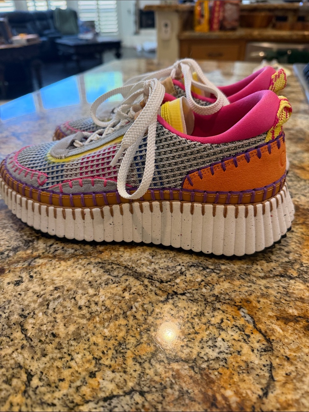 Chole Women’s Multicolor Casual Sneakers - Pink & Yellow Accent like new !! - Picture 3 of 5